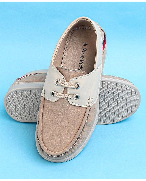 Pine Kids Slip On Color Block Casual Loafer Shoes - Beige