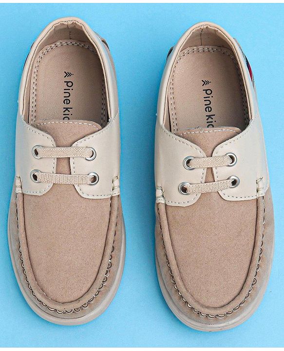 Pine Kids Slip On Color Block Casual Loafer Shoes - Beige