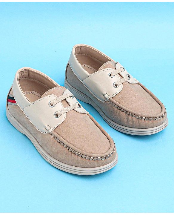 Pine Kids Slip On Color Block Casual Loafer Shoes - Beige