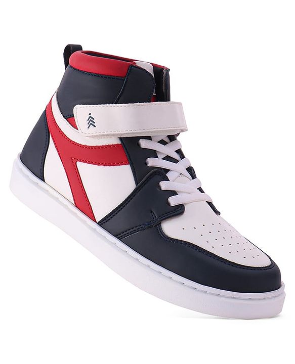 Pine Kids Velcro Closure Sneakers Shoes - White & Red