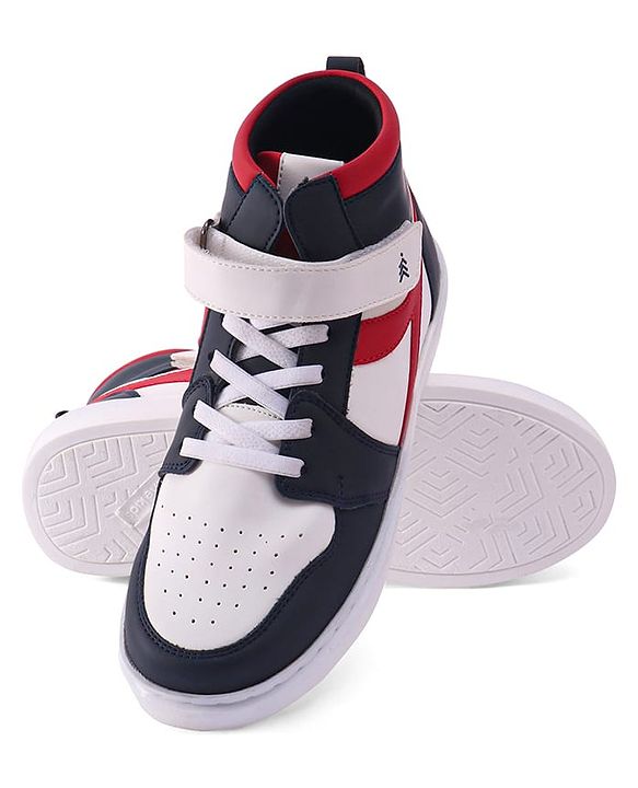 Pine Kids Velcro Closure Sneakers Shoes - White & Red