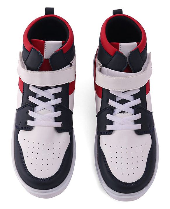 Pine Kids Velcro Closure Sneakers Shoes - White & Red