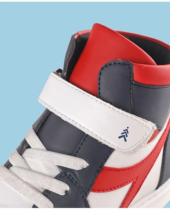 Pine Kids Velcro Closure Sneakers Shoes - White & Red