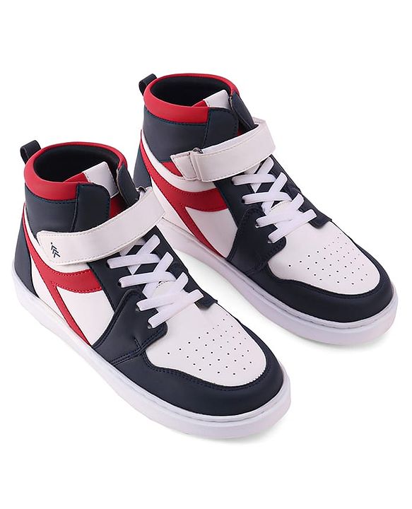 Pine Kids Velcro Closure Sneakers Shoes - White & Red