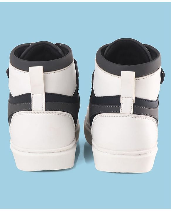 Pine Kids Velcro Closure Sneakers Shoes - White & Navy Blue