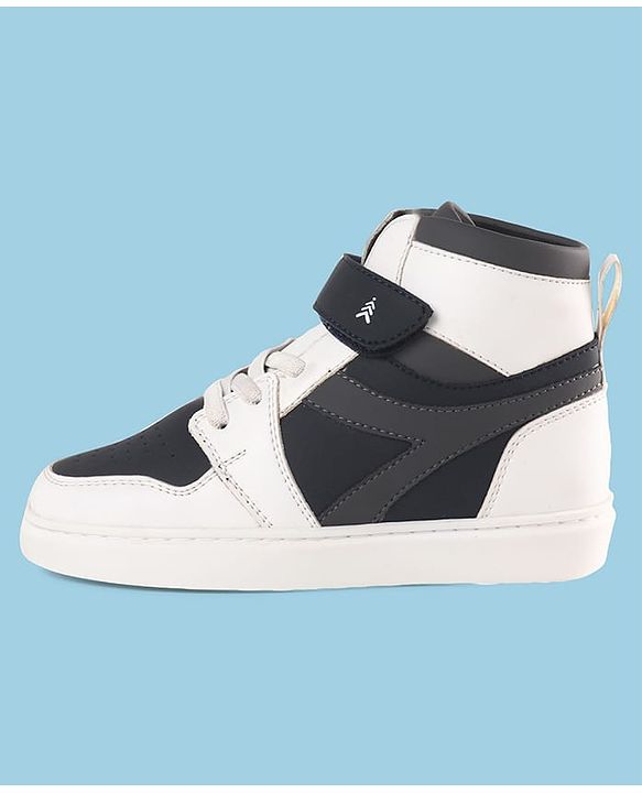 Pine Kids Velcro Closure Sneakers Shoes - White & Navy Blue