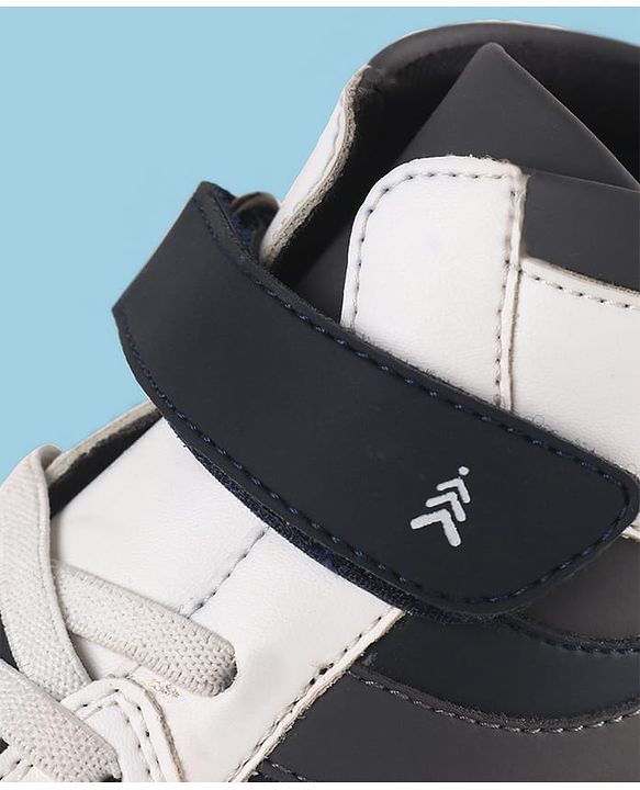 Pine Kids Velcro Closure Sneakers Shoes - White & Navy Blue