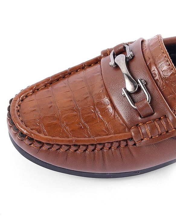 Pine Kids Slip on Formal Wear Shoes with Chain Link - Brown