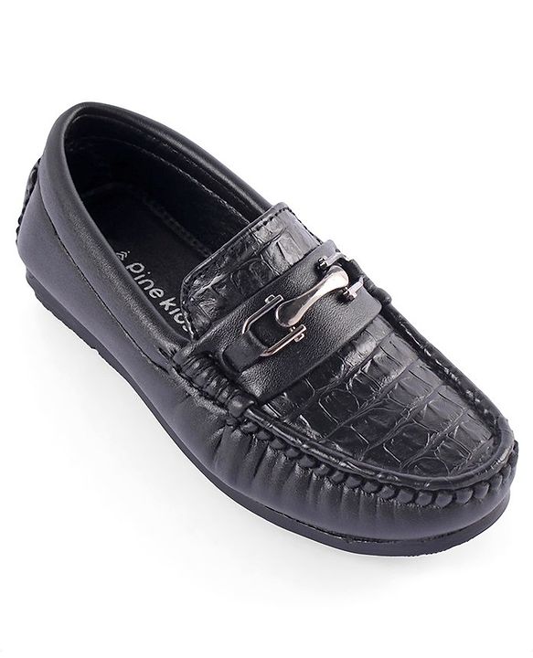 Pine Kids Slip on Formal Wear Shoes with Chain Link - Brown