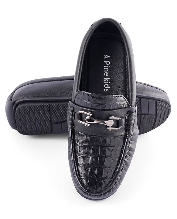 Pine Kids Slip on Formal Wear Shoes with Chain Link - Brown