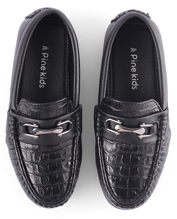 Pine Kids Slip on Formal Wear Shoes with Chain Link - Brown