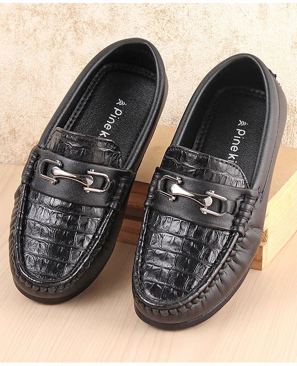Pine Kids Slip on Formal Wear Shoes with Chain Link - Brown
