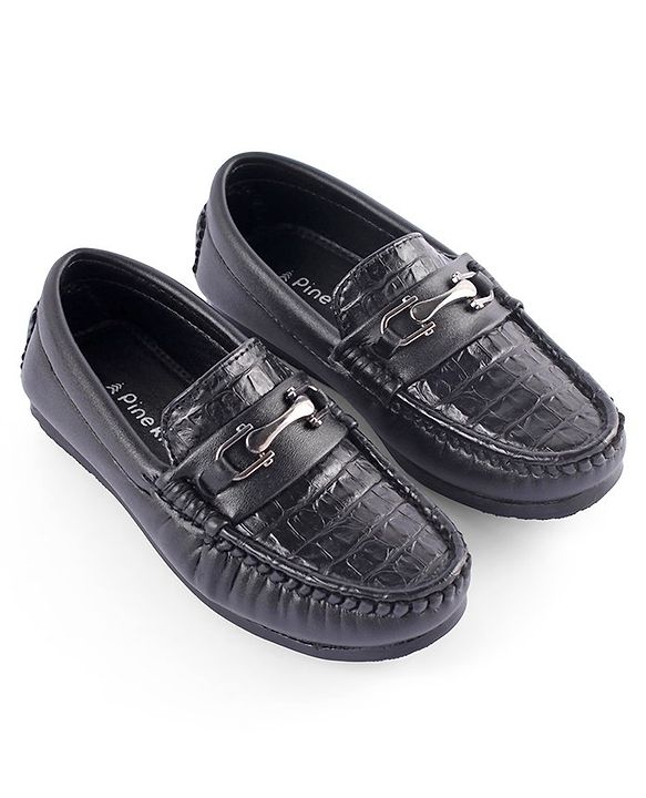 Pine Kids Slip on Formal Wear Shoes with Chain Link - Brown