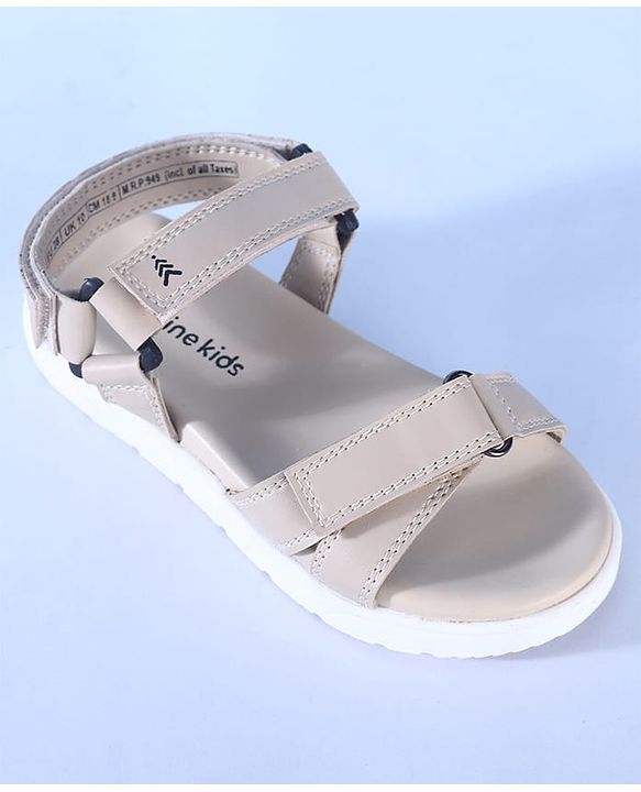 Pine Kids Solid Colored Velcro Closure Sandals - Beige