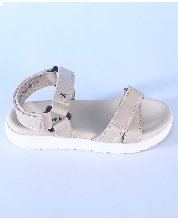 Pine Kids Solid Colored Velcro Closure Sandals - Beige