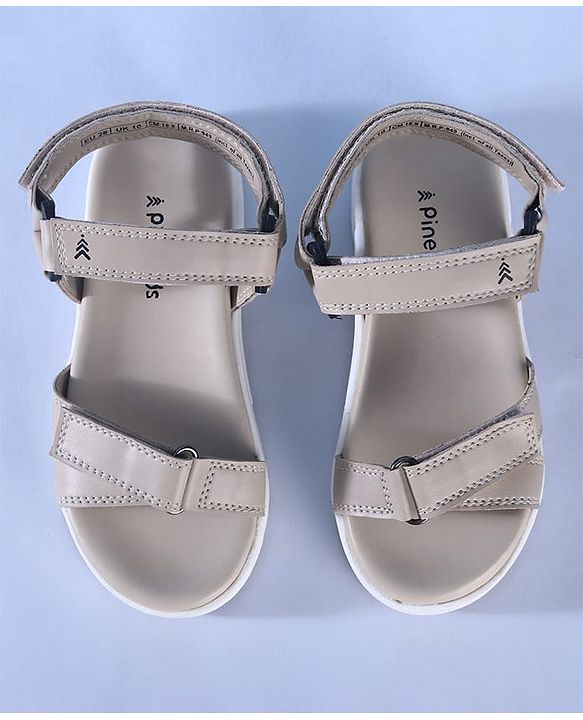 Pine Kids Solid Colored Velcro Closure Sandals - Beige