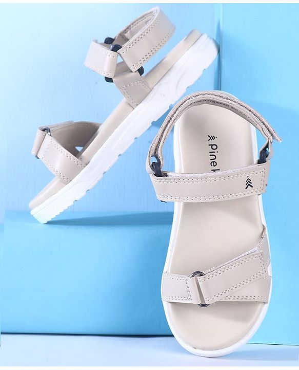 Pine Kids Solid Colored Velcro Closure Sandals - Beige