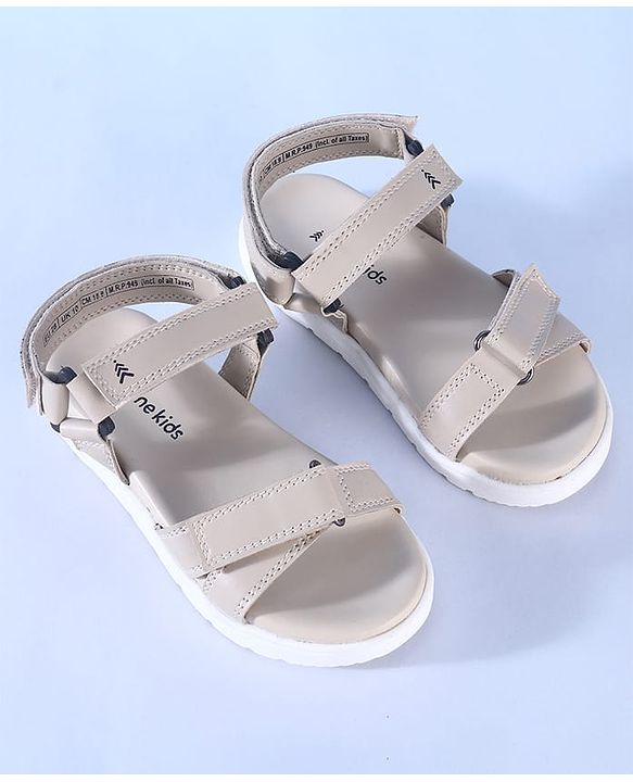 Pine Kids Solid Colored Velcro Closure Sandals - Beige
