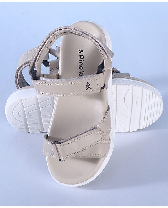 Pine Kids Solid Colored Velcro Closure Sandals - Beige