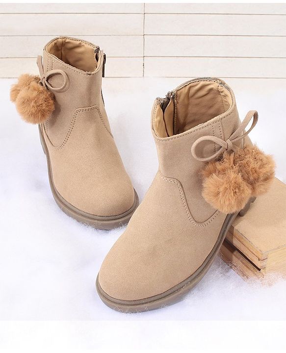 Pine Kids Zipper Closure Winter Boots - Beige