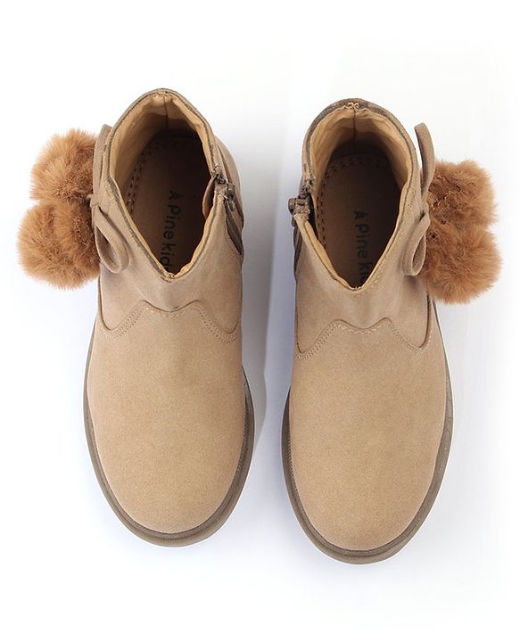 Pine Kids Zipper Closure Winter Boots - Beige