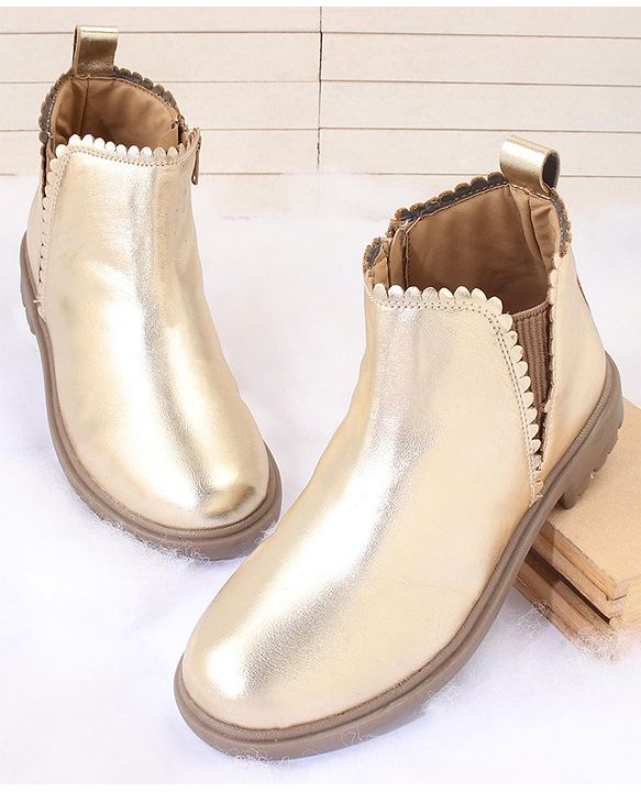 Pine Kids Zipper Closure Winter Boots  - Golden
