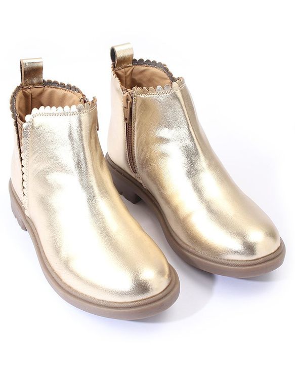 Pine Kids Zipper Closure Winter Boots  - Golden