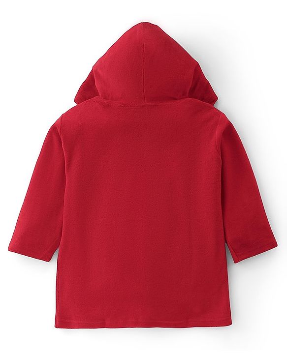 Babyhug Terry Full Sleeves Hooded Bath Robe With Dog Patch- Red