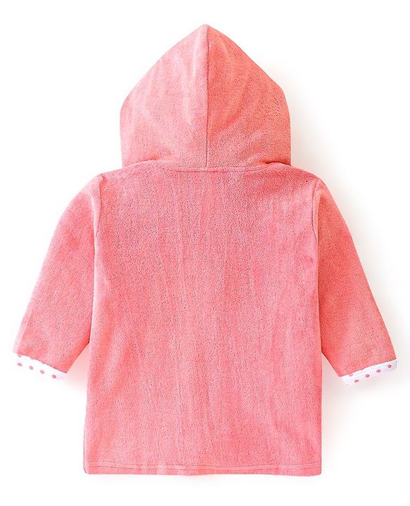 Babyhug Terry Full Sleeves Hooded Bath Robe With Sheep Patch- Pink
