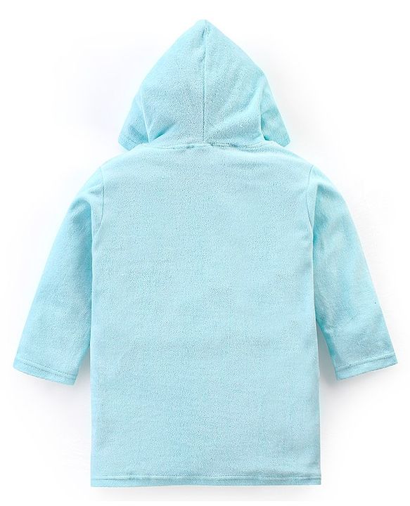 Babyhug Terry Full Sleeves Hooded Bath Robe With Zebra Patch- Blue