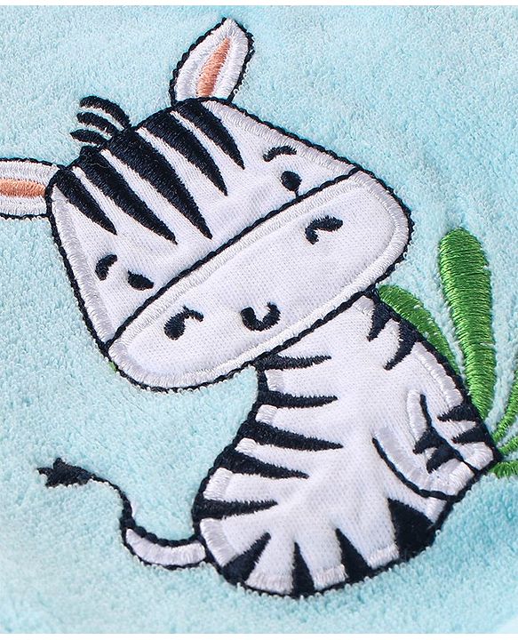 Babyhug Terry Full Sleeves Hooded Bath Robe With Zebra Patch- Blue