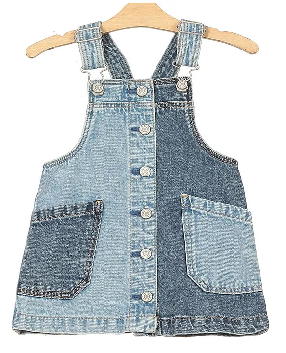 Light-Wash Denim Shade Cotton Dungaree Dress Only – ROO CLOTHING