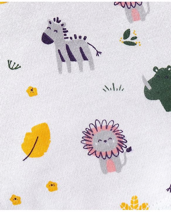 Babyhug 100% Cotton Half Sleeves Shirt Lion & Zebra Print- Off White