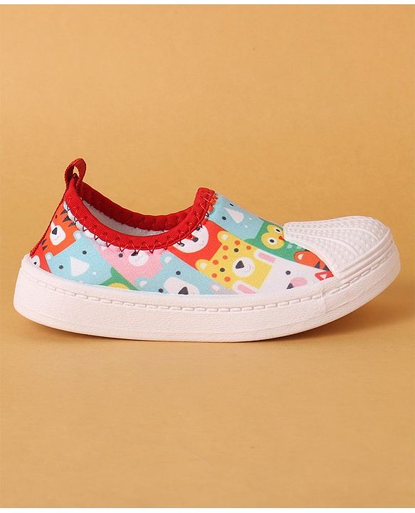 Cute Walk by Babyhug Slip On Casual Shoes with Jungle Animal Design - Red & White
