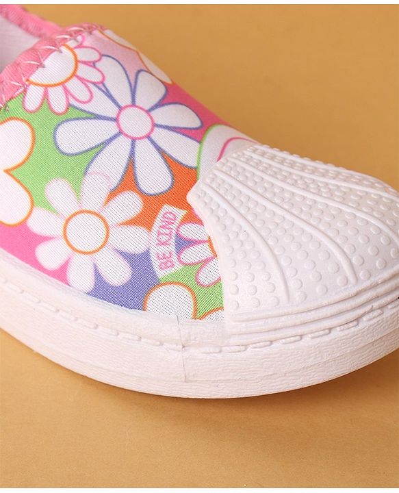 Cute Walk by Babyhug Slip On Casual Shoes with Floral Design - Pink & White