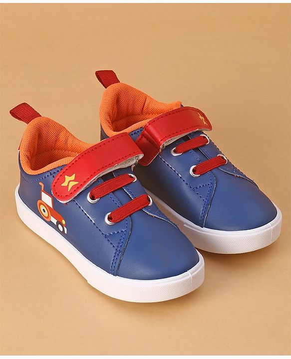 Cute Walk by Babyhug Casual Shoes with Velcro Closure Car Print - Blue & Orange