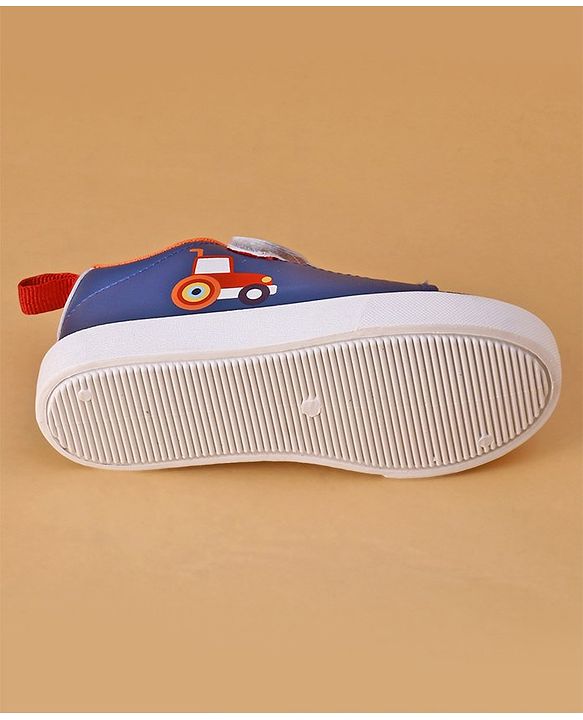 Cute Walk by Babyhug Casual Shoes with Velcro Closure Car Print - Blue & Orange