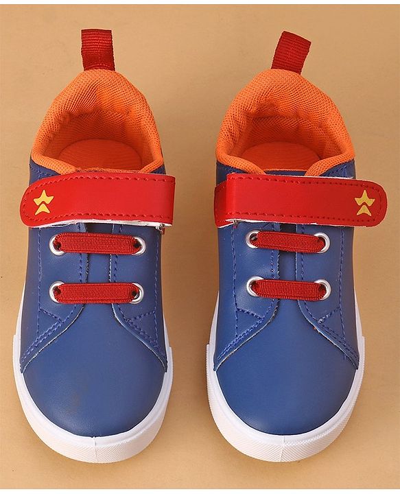 Cute Walk by Babyhug Casual Shoes with Velcro Closure Car Print - Blue & Orange