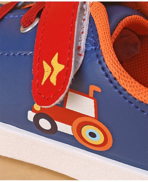 Cute Walk by Babyhug Casual Shoes with Velcro Closure Car Print - Blue & Orange
