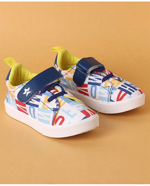 Cute Walk by Babyhug Velcro Closure Casual Shoes with Alphabet Design - Blue & White