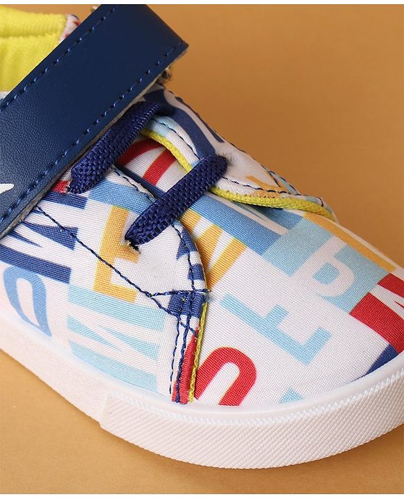 Cute Walk by Babyhug Velcro Closure Casual Shoes with Alphabet Design - Blue & White