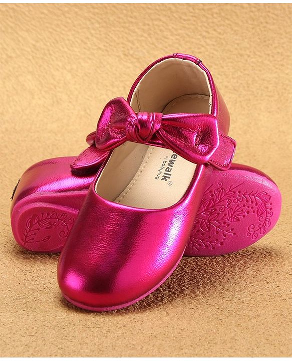 Cute Walk by Babyhug Velcro Closure Ballerina Bow Applique - Fuschia