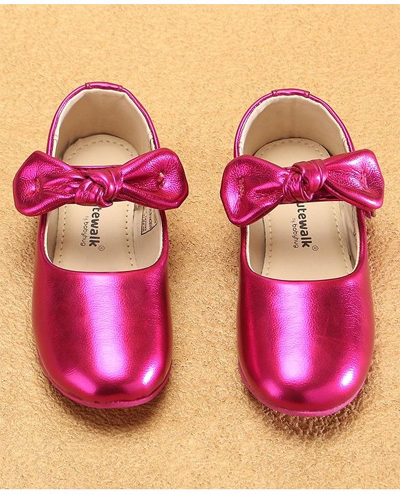 Cute Walk by Babyhug Velcro Closure Ballerina Bow Applique - Fuschia