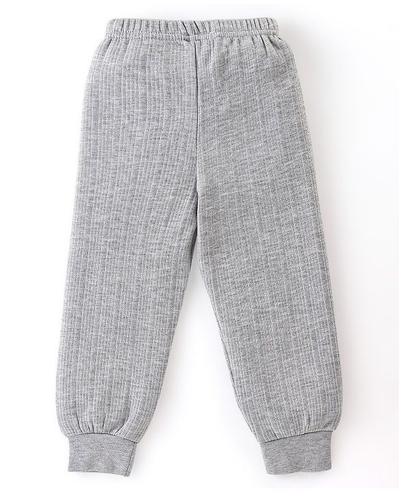 Babyhug Cotton Full Length Thermal Leggings Solid Colour Pattern - Grey