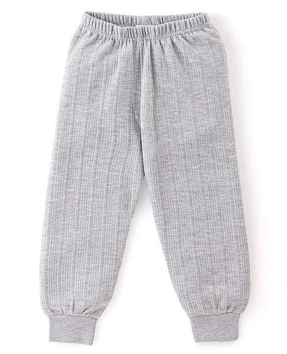 Babyhug Cotton Full Length Thermal Leggings Solid Colour Pattern - Grey