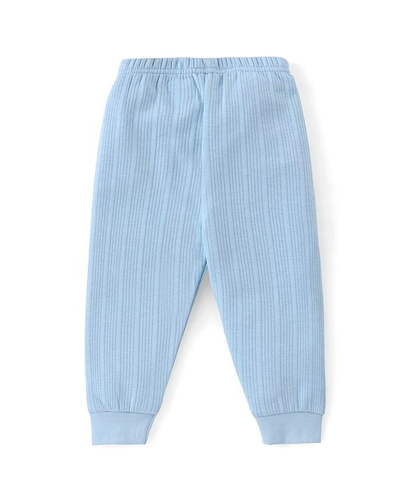 Babyhug Cotton Full Length Thermal Pants Solid Colour - Blue