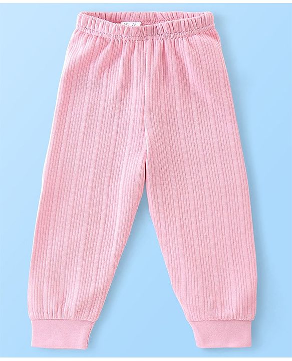 Babyhug Cotton Full Length Thermal Leggings - Pink