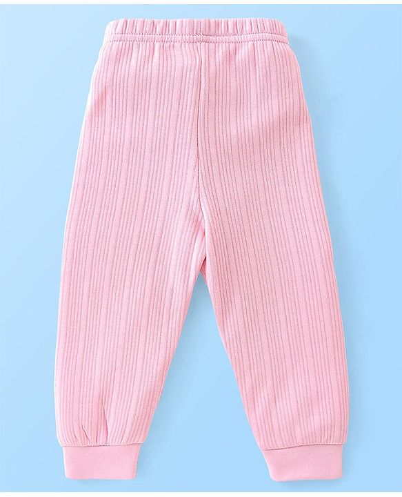 Babyhug Cotton Full Length Thermal Leggings - Pink