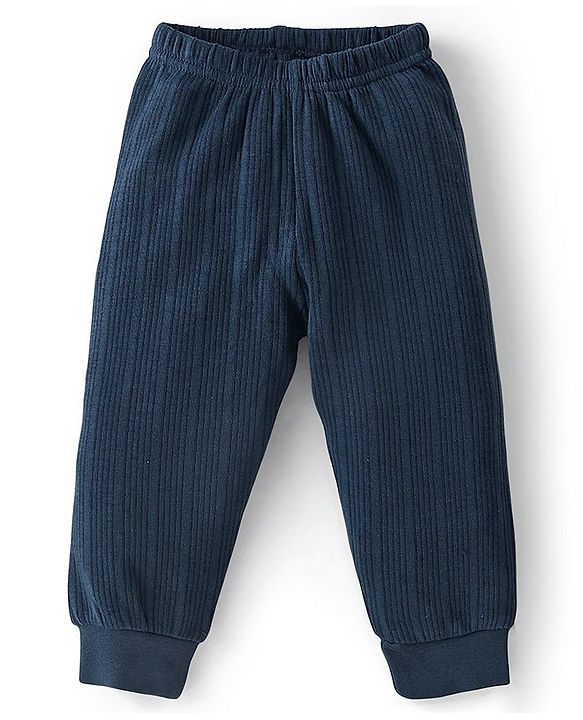 Babyhug Cotton Full Length Thermal Legging Solid Colour - Navy Blue