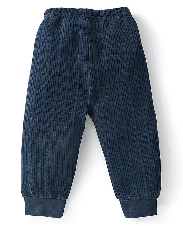 Babyhug Cotton Full Length Thermal Legging Solid Colour - Navy Blue